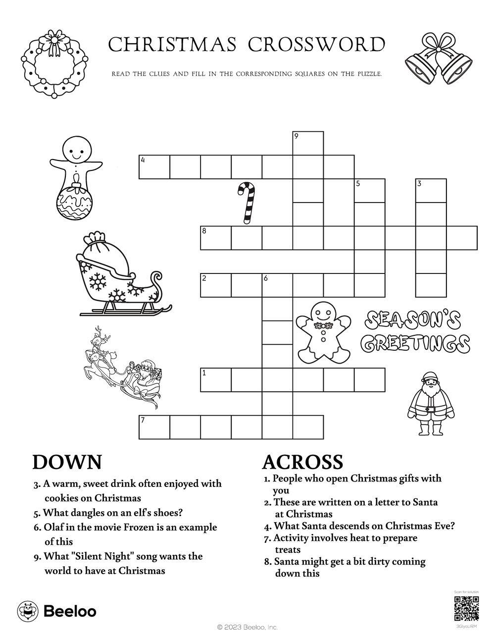 Christmas Movie Crossword Puzzle Printable