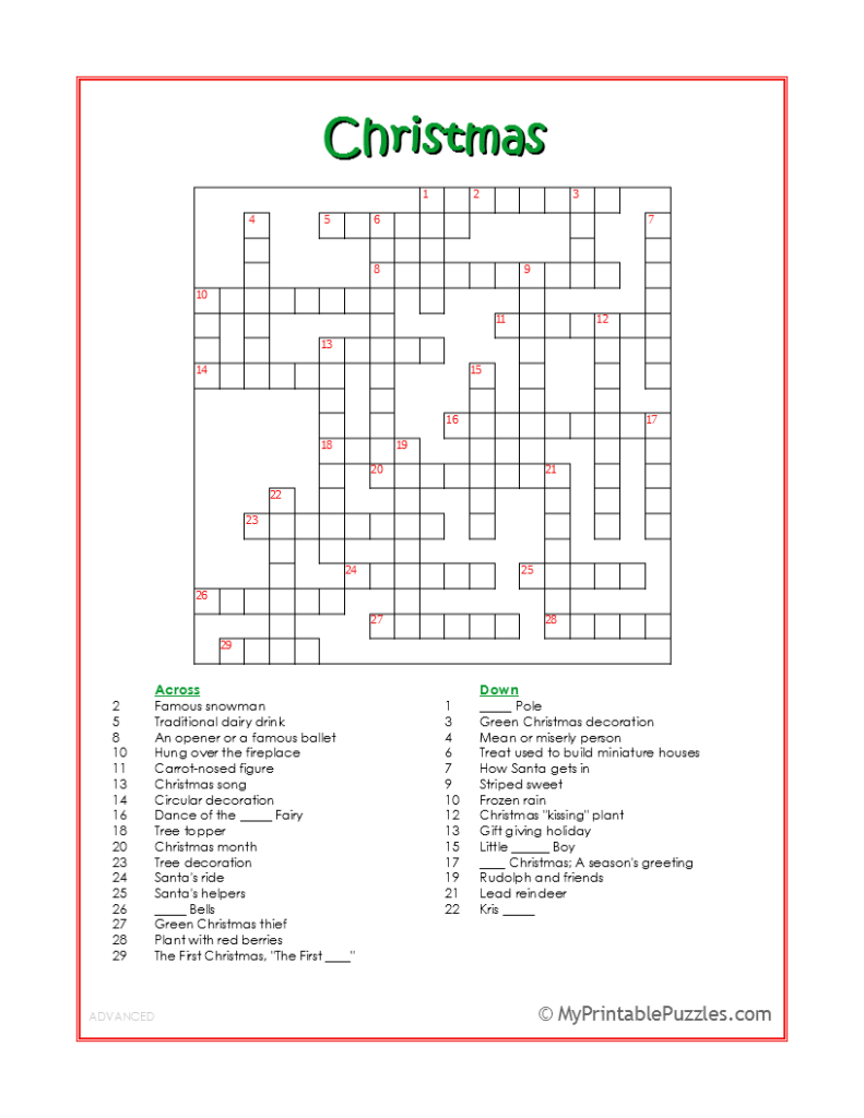Crossword Puzzles Free Printable Adult
