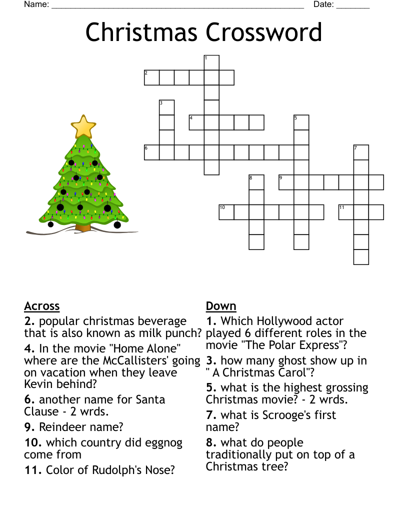 Christmas Movie Crossword WordMint