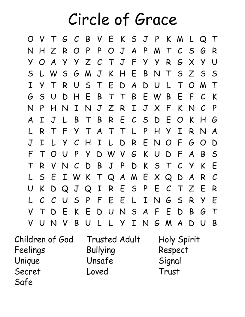 Circle Of Grace Word Search WordMint