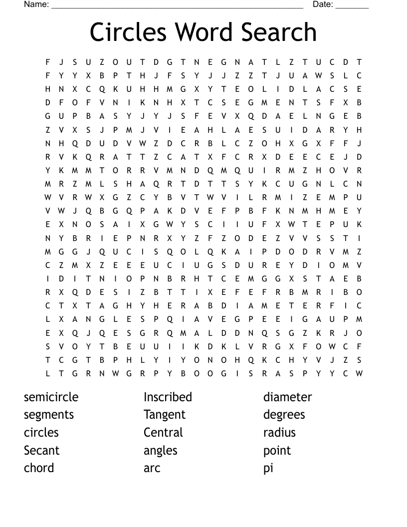 Circles Word Search WordMint