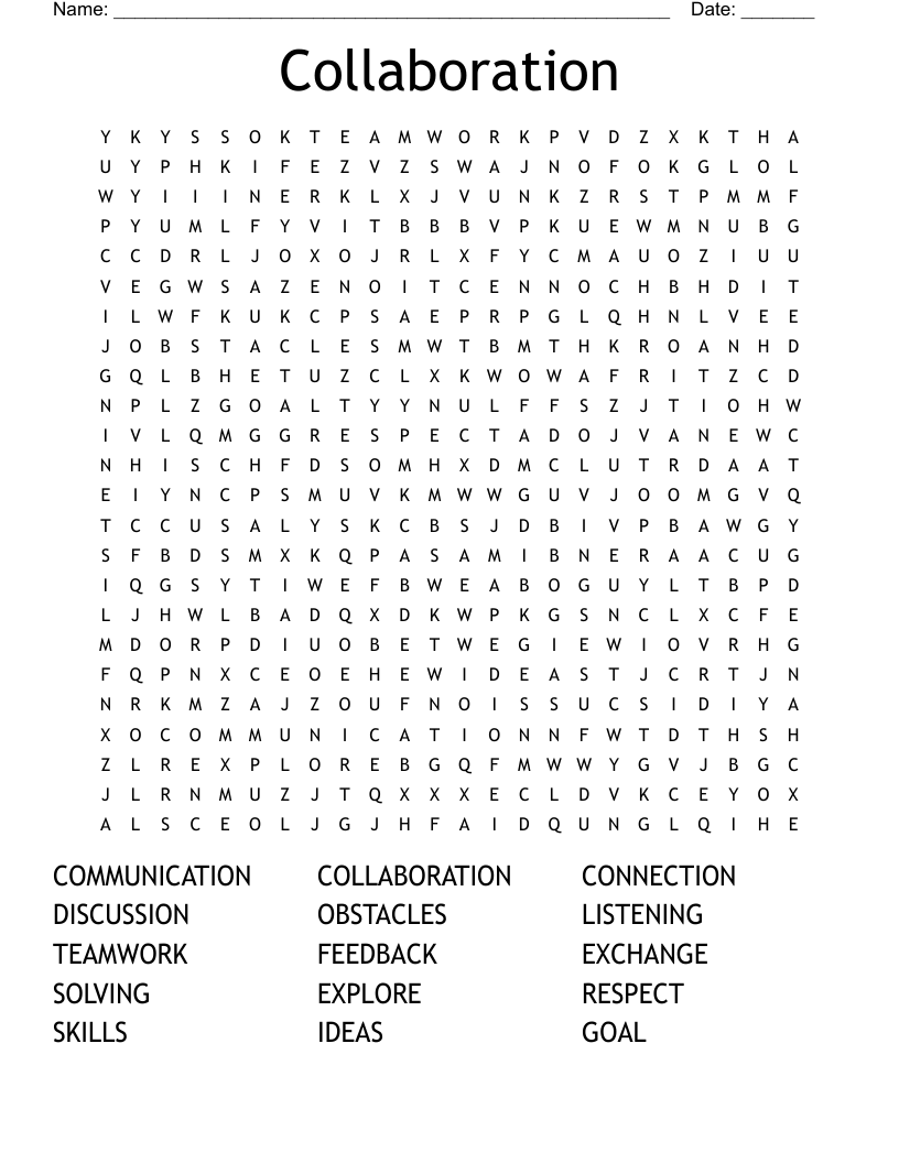 Collaboration Word Search WordMint