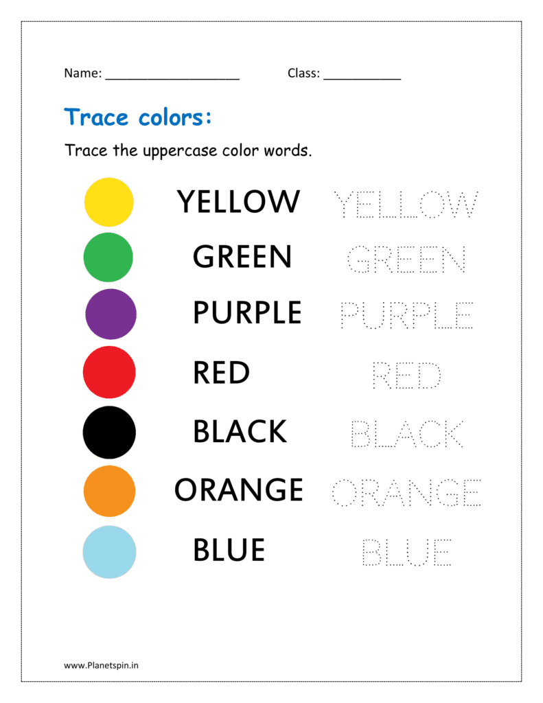 Free Color Words Printable