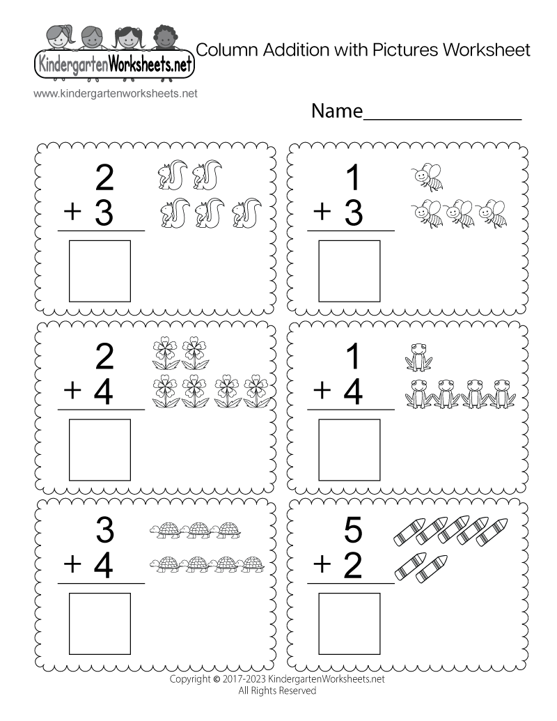 Column Addition With Pictures Worksheet Free Printable Digital 