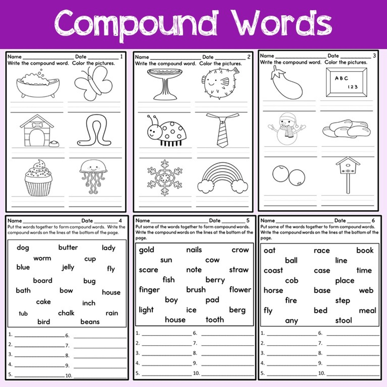 Compound Words Worksheets