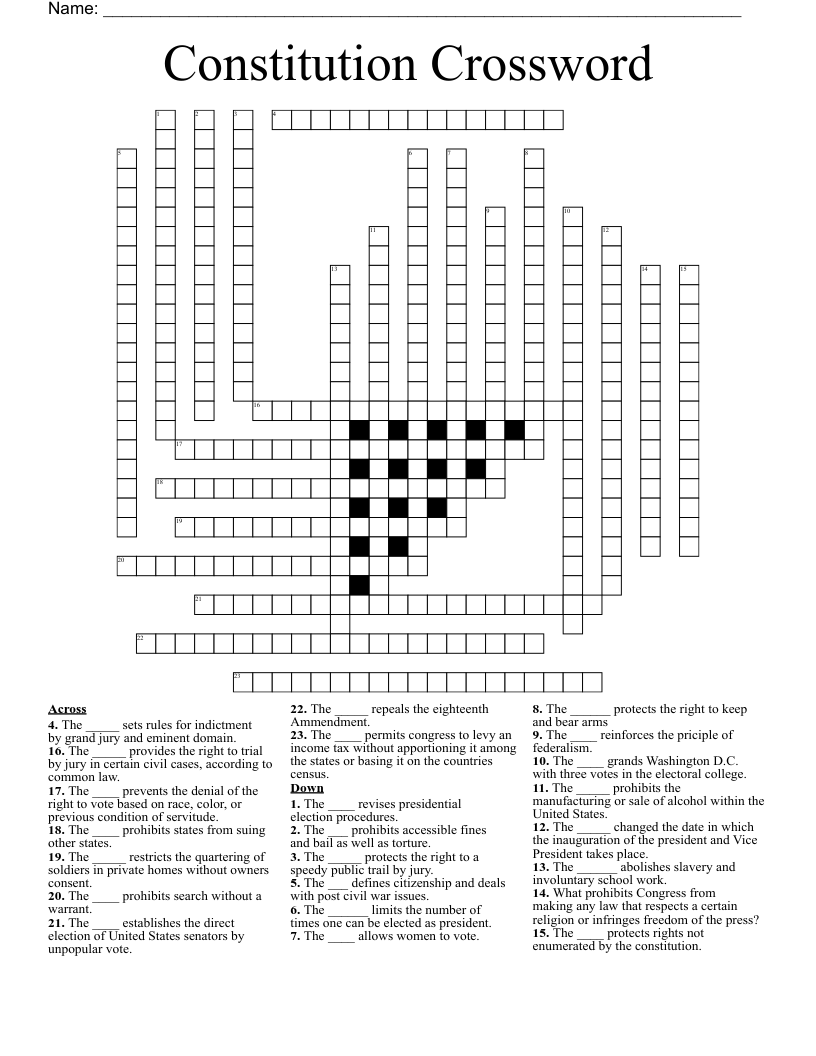 Constitution Crossword WordMint