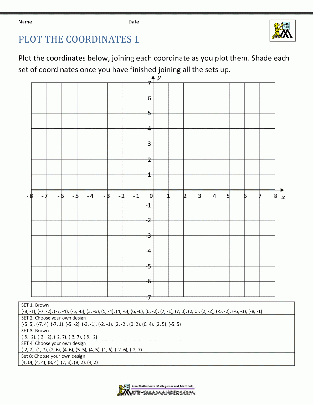 Free Printable Cartesian Plane Worksheets