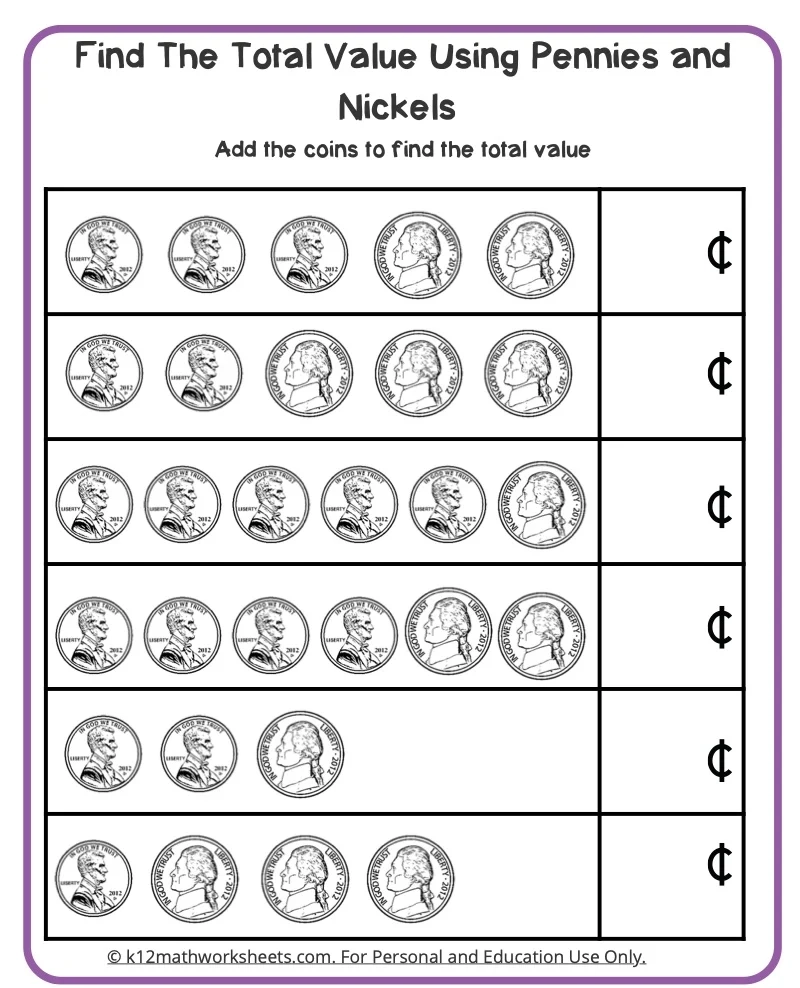 Printable Money Math Worksheets
