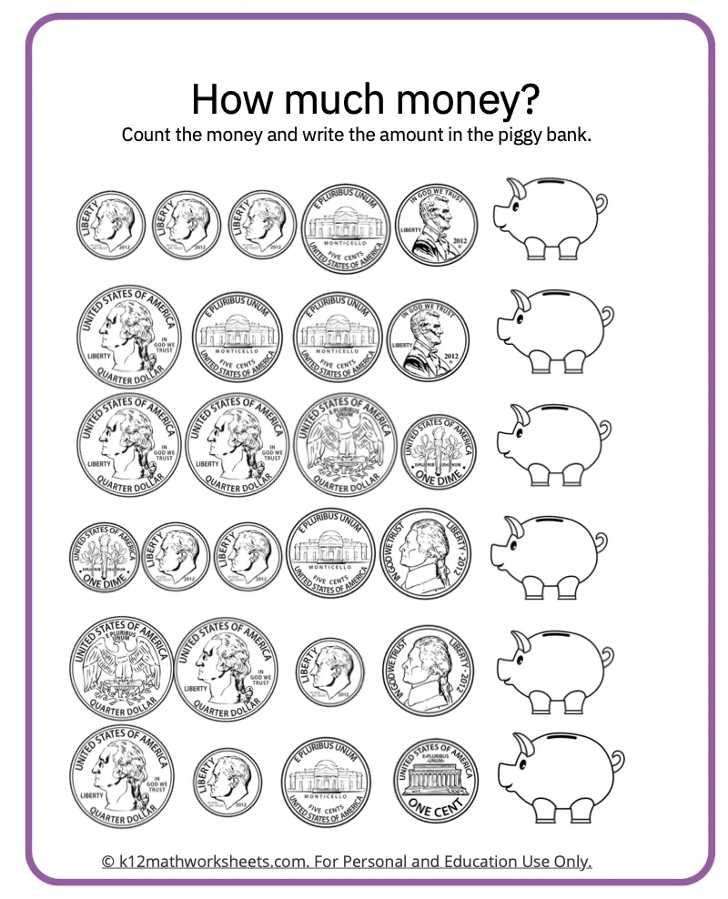Kindergarten Money Worksheets Free Printable