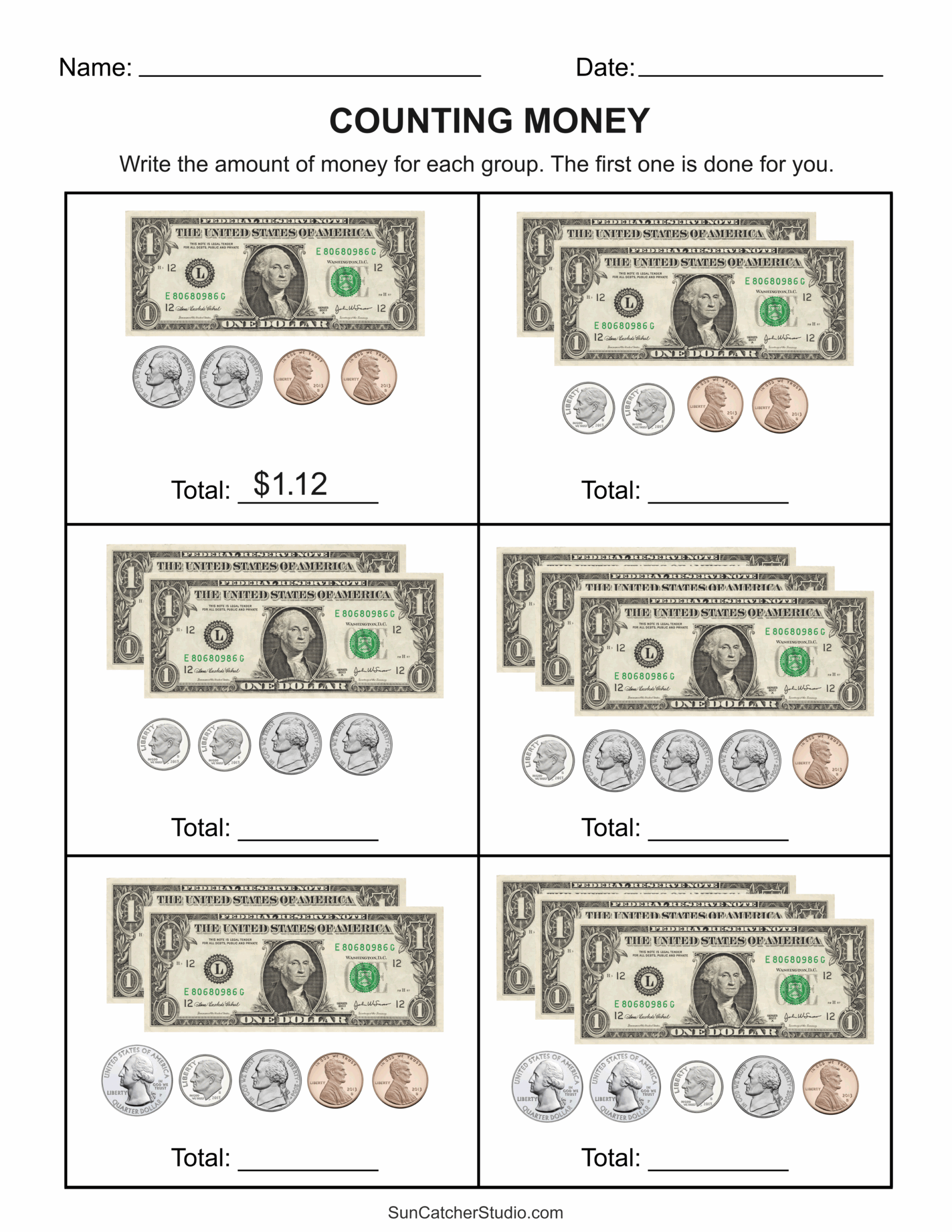 Free Printable Coin Counting Worksheets