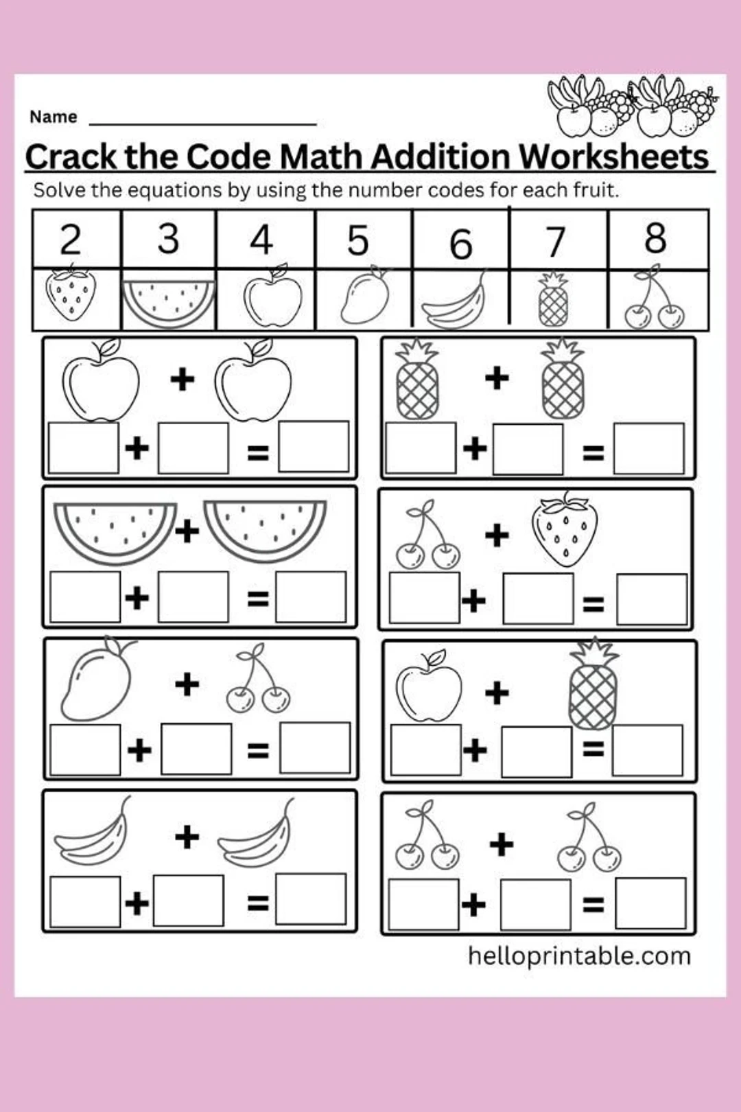 Crack the code Math Addition And Subtraction Worksheets For 