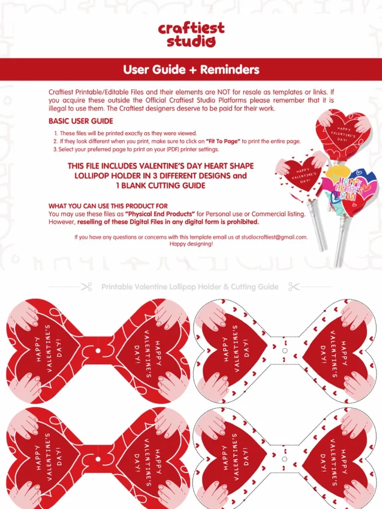 Craftiest Studio Free Printable Valentine s Day Lollipop Holder 