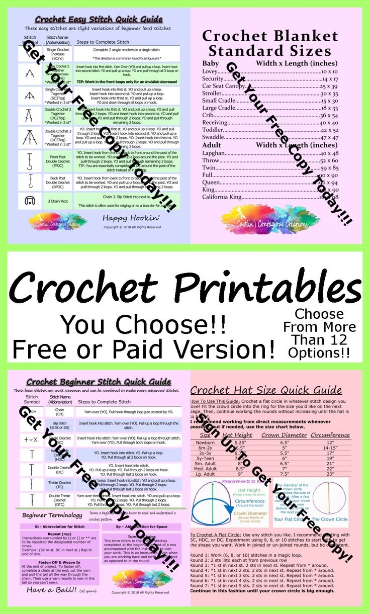 Printable Crochet Cheat Sheet With Patterns