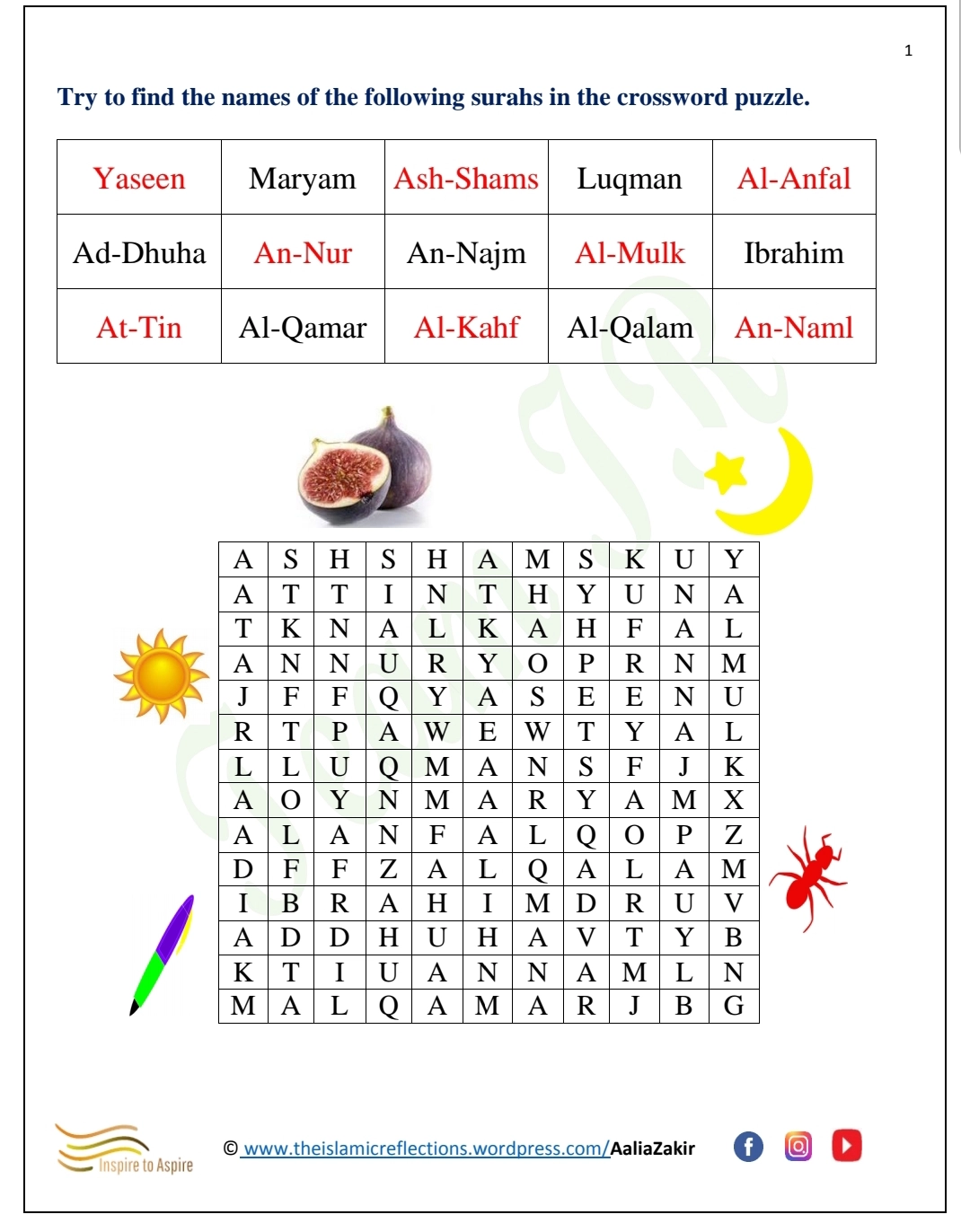 Islam Crossword Puzzle Answers