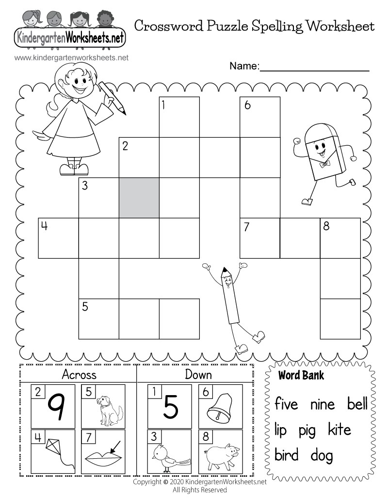 Easy Crosswords For Kindergarten
