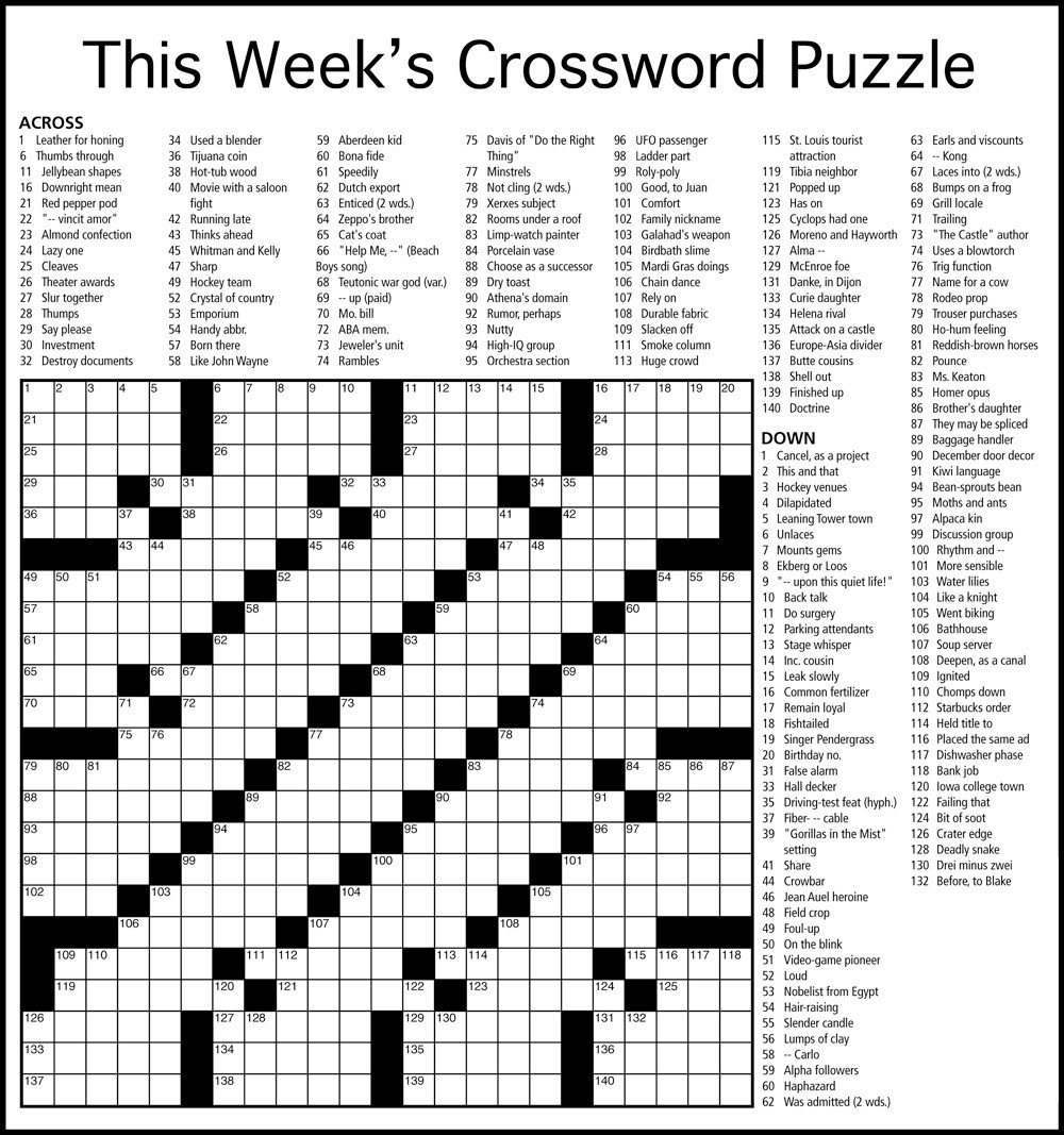 Crossword Puzzles For Adults Free Printable