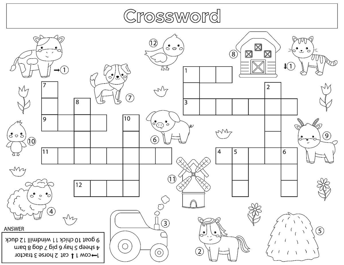Crossword Puzzles For Kindergarten Free Printable