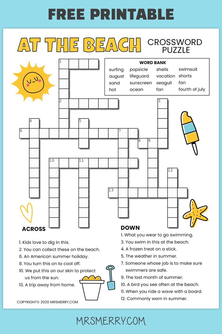 Crossword Puzzles For Kids Printable Free
