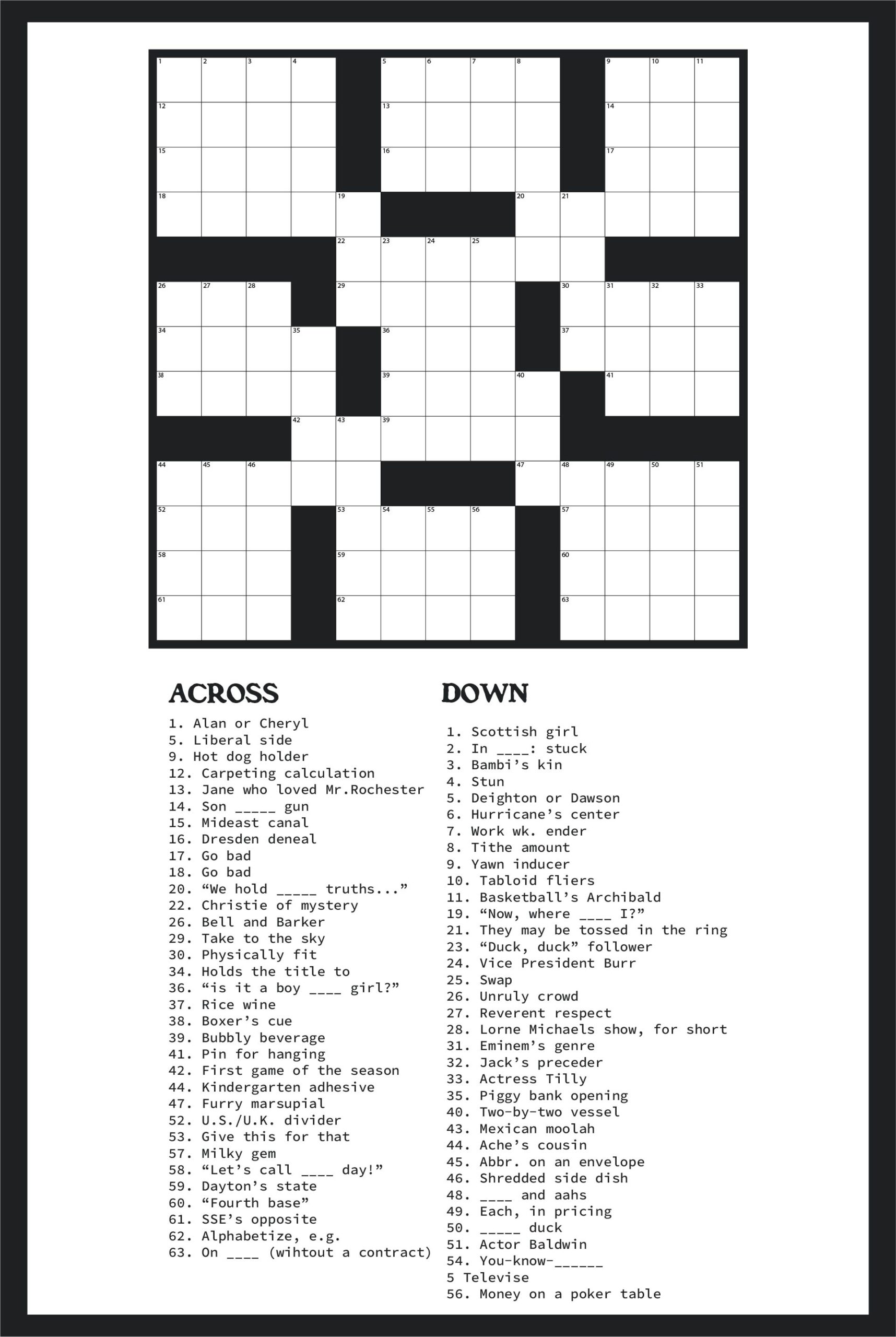 Senior Citezen Crossword Puzzles Printable