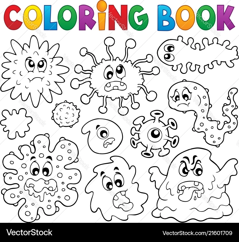 Cute Germs Coloring Book Royalty Free Vector VectorStock