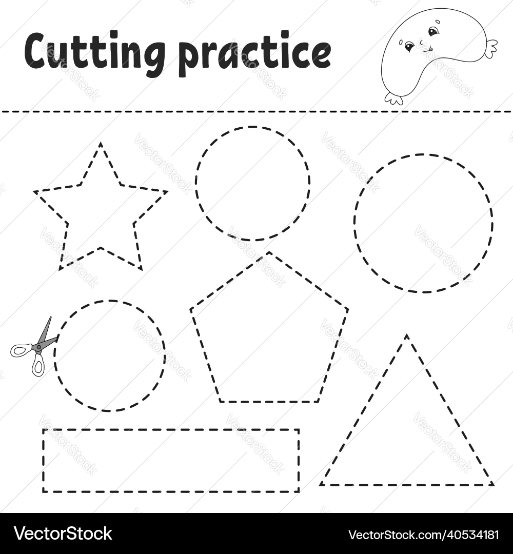 Cutting Practice For Kids Education Developing Lizenzfreie 