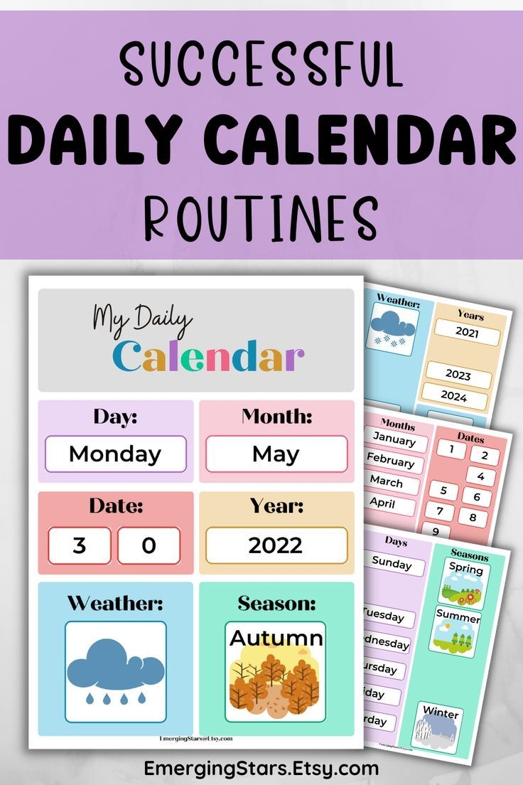 Daily Calendar For Kids Printable