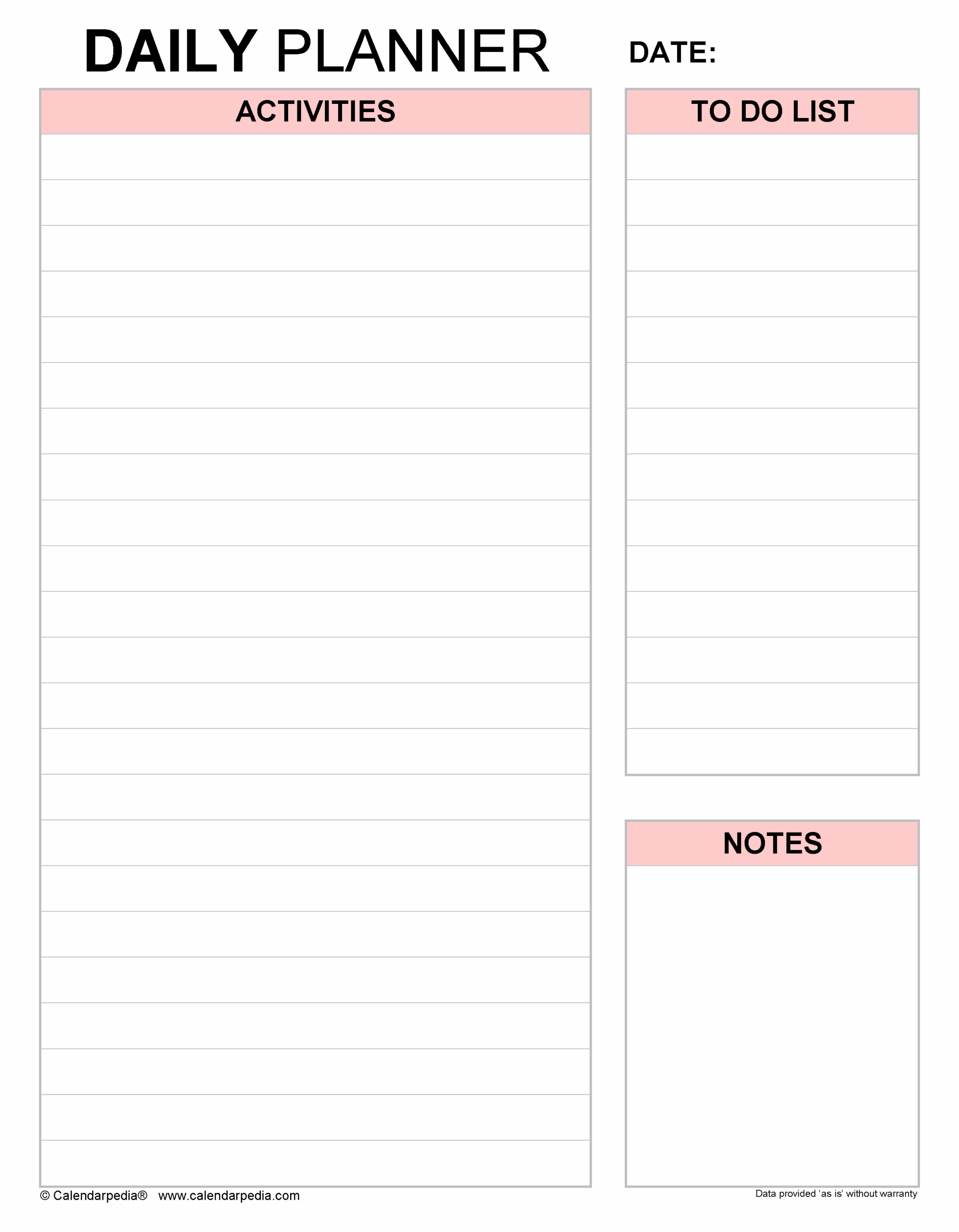 Daily Planners In Microsoft Word Format 20 Templates
