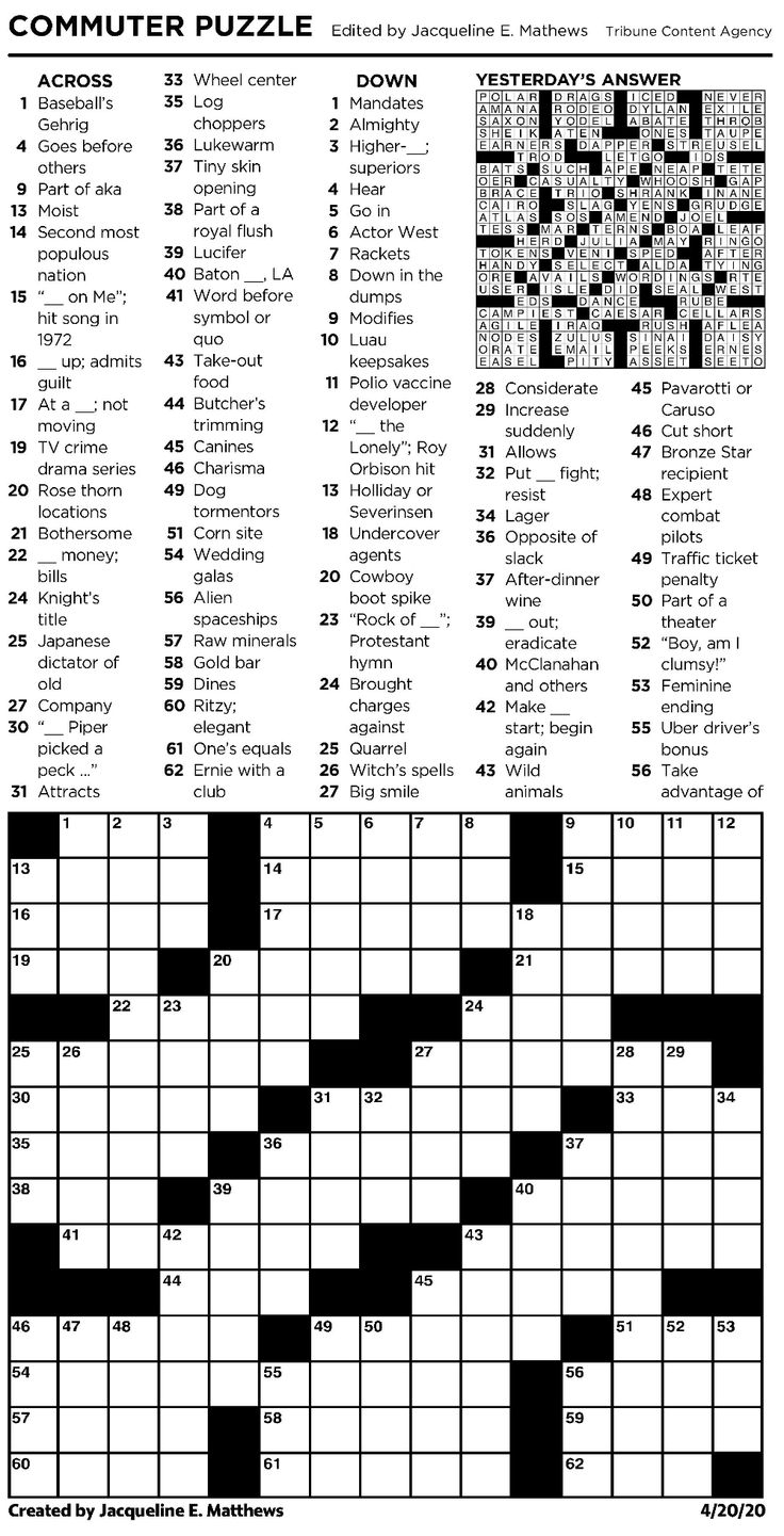 Printable Frank Longo Crossword Puzzles