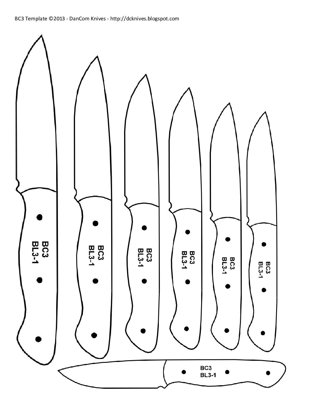 Printable Knife Templates