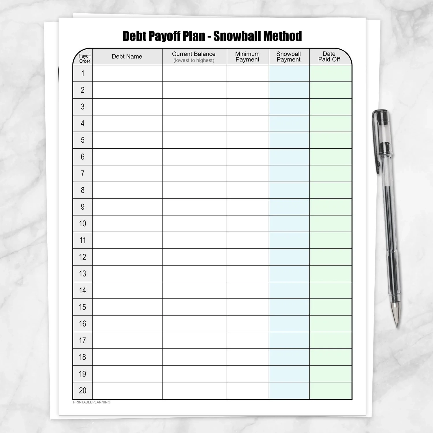 Debt Payoff Free Printable
