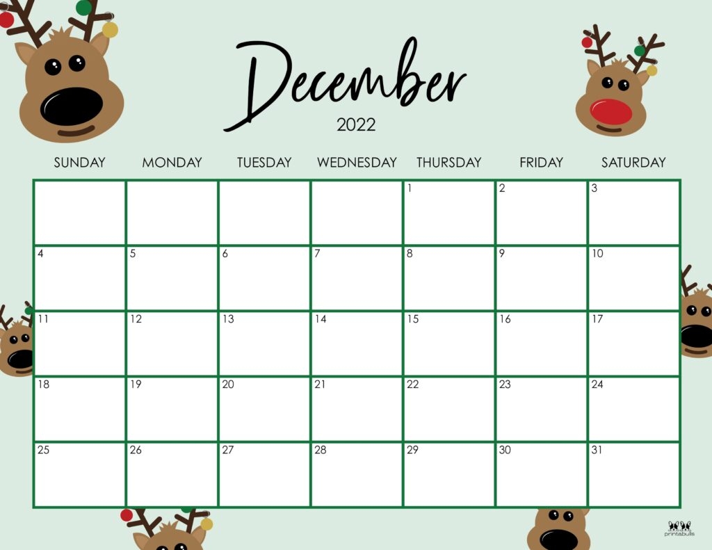 December 2022 Calendars 50 FREE Printables Printabulls