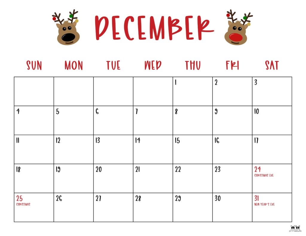 December 2022 Calendars 50 FREE Printables Printabulls