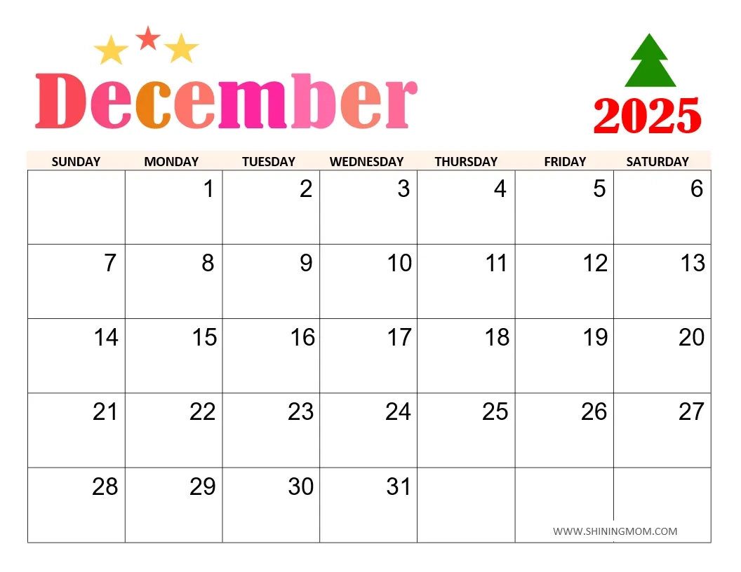 Printable December Calendar