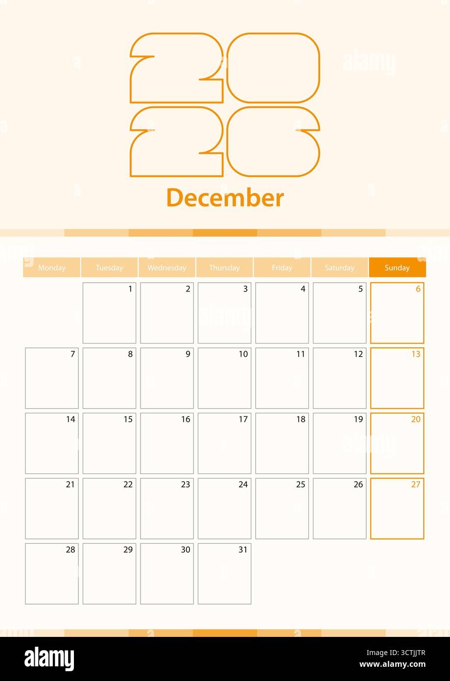 December 26 Calender Page Stock Vector Images Alamy