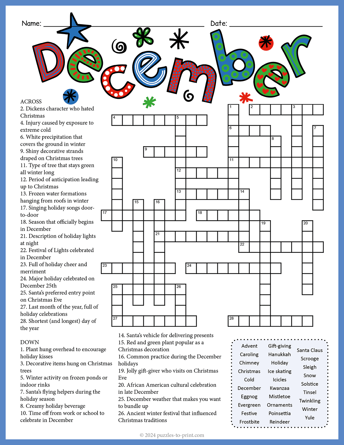 Crossword Word Puzzles Printable