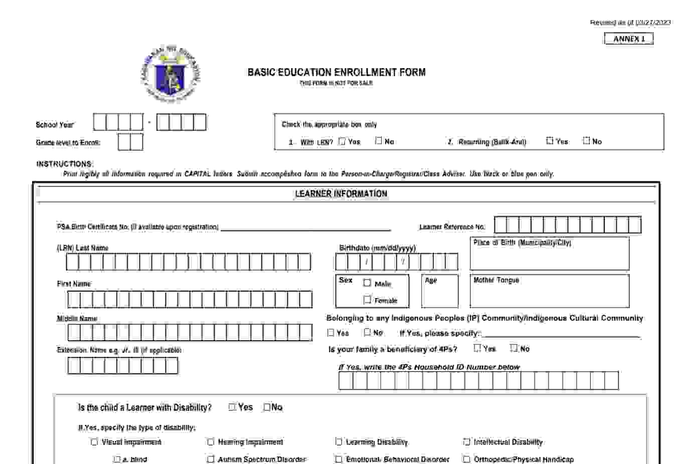 Form 6 Deped Downloadable