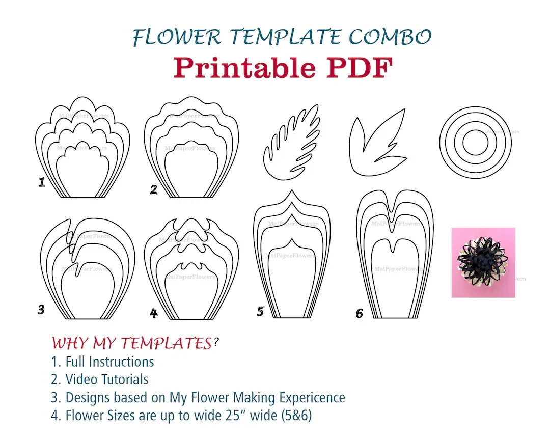 Digital Paper Flower Template PDF Paper Flower Bundles Giant Paper 