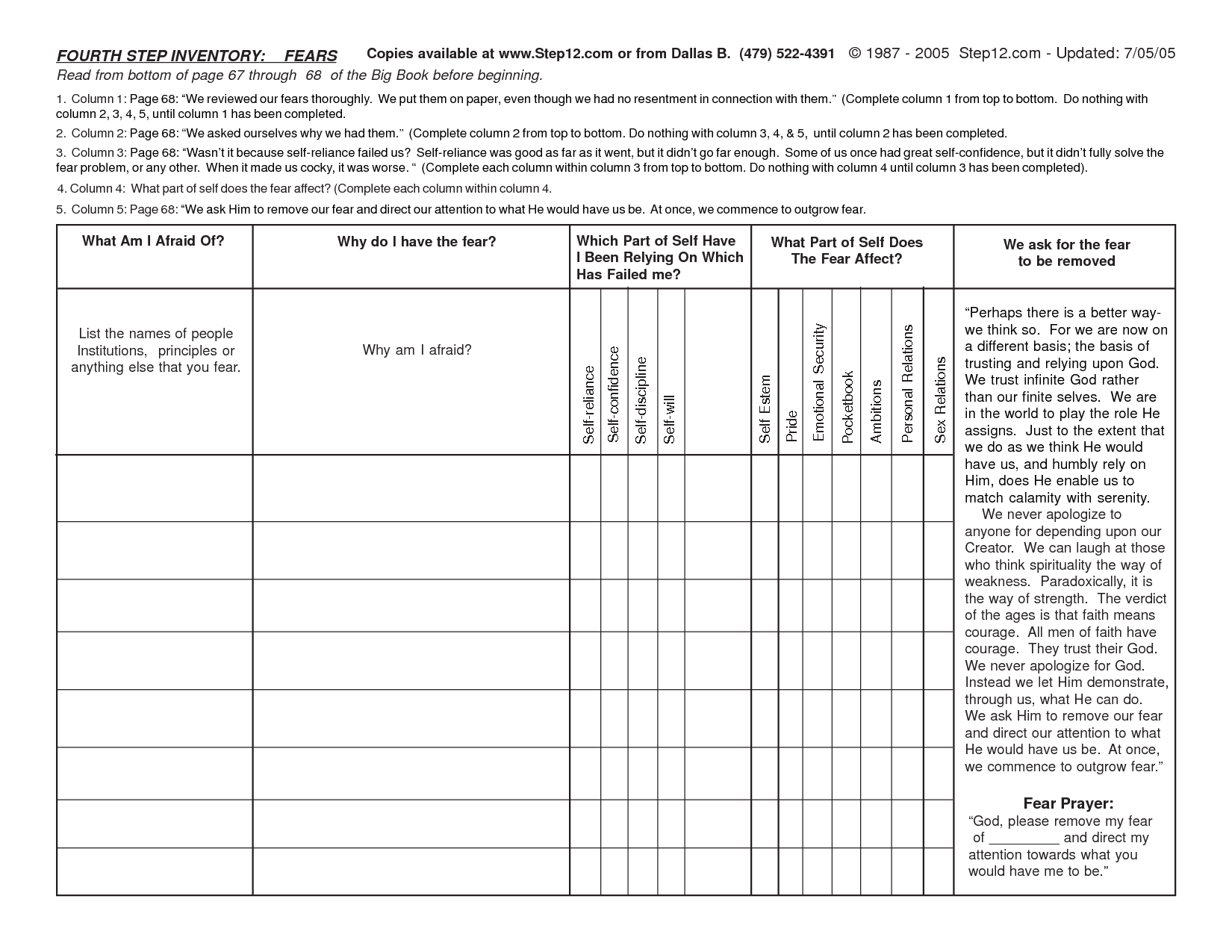 Discover 22 4th Step Worksheets And 12 Step Worksheets Ideas 