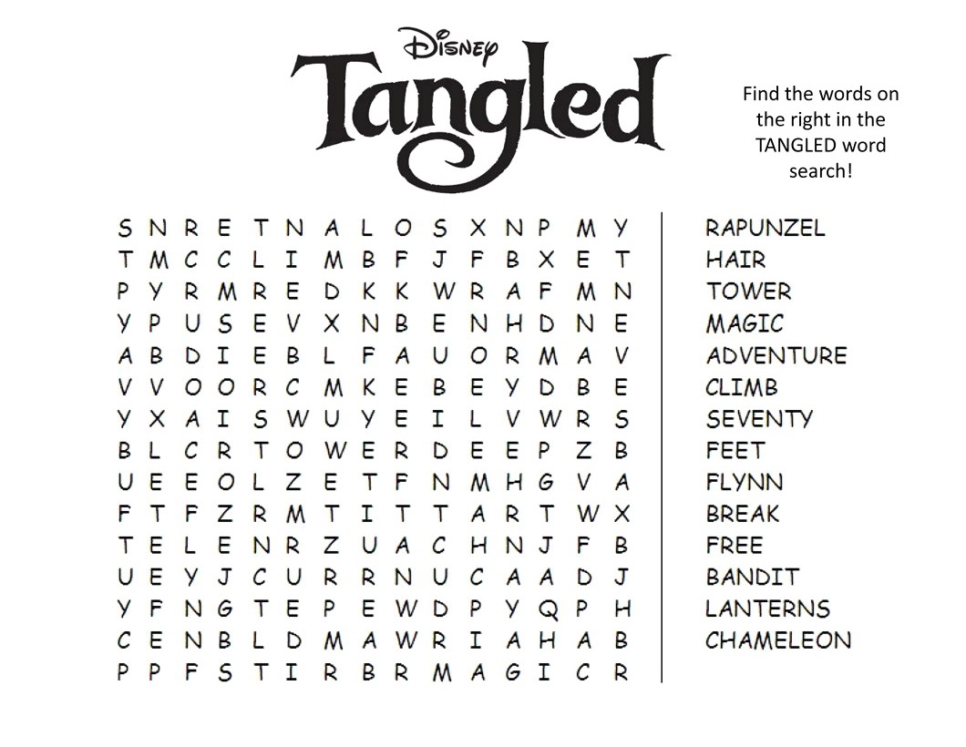 Free Printable Disney Word Search Puzzles