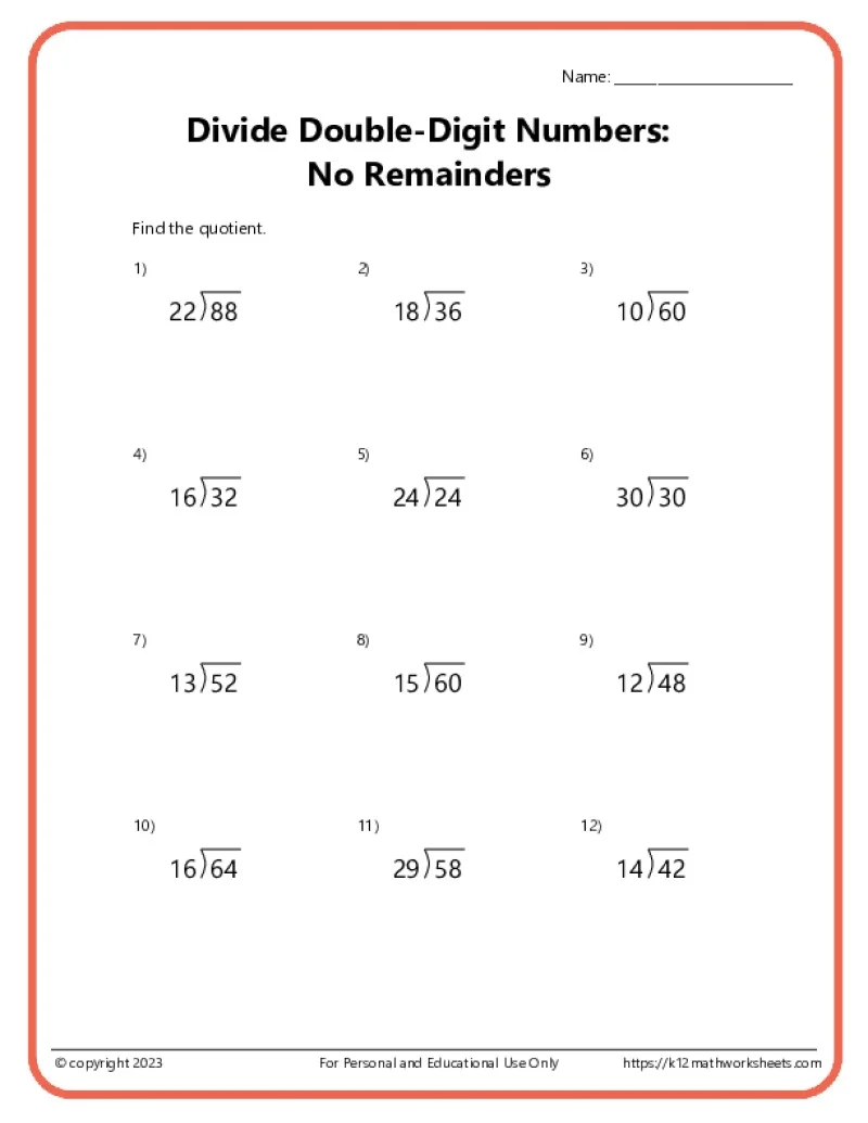 4th Grade Division Worksheets Free Printable