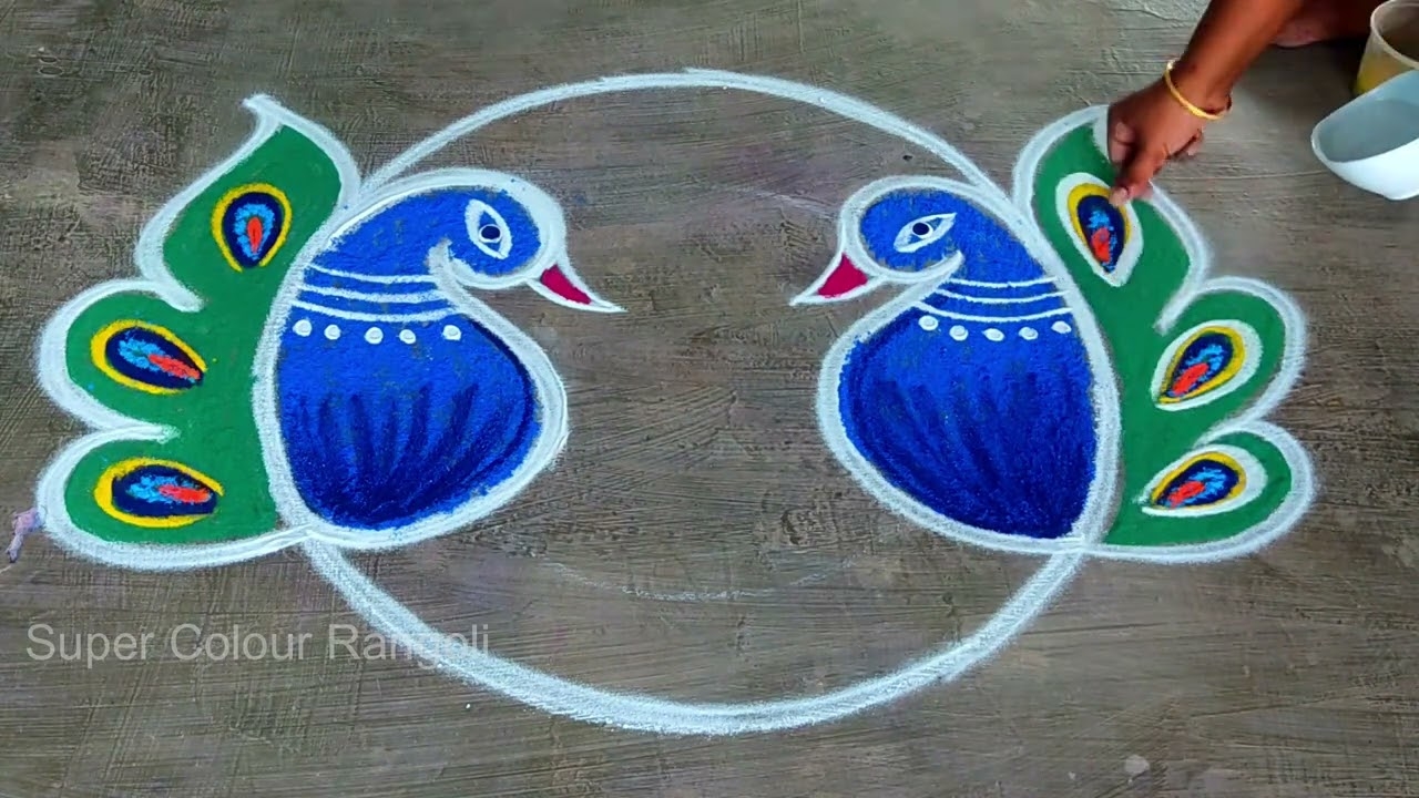 Rangoli Design For Colouring Peacock