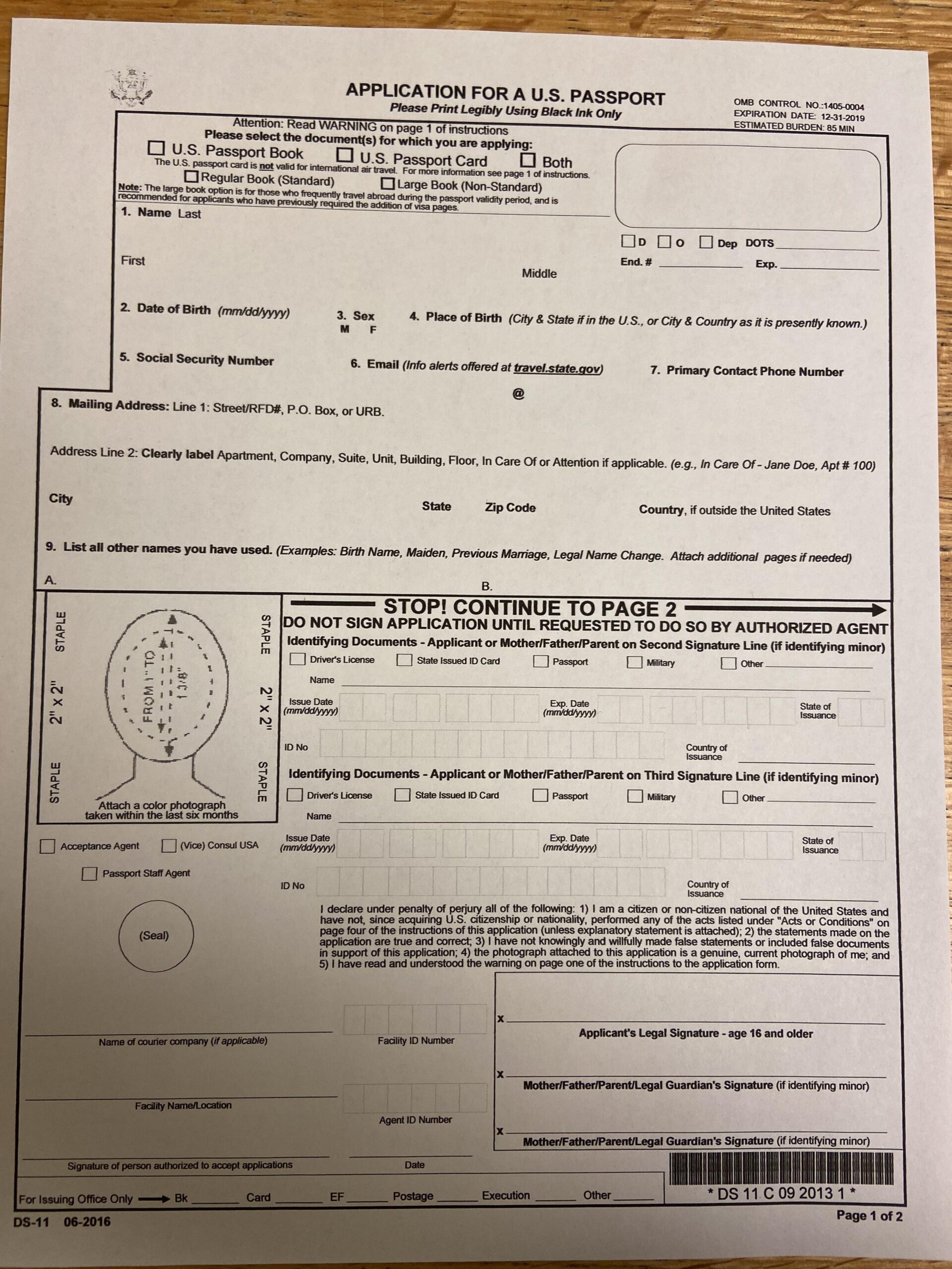 Does The DS 11 For Passport Application Need To Be Printed In 