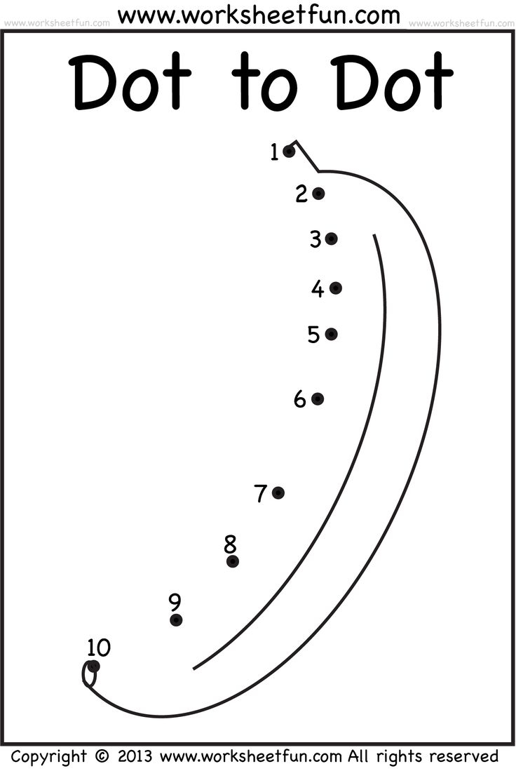 Dot To Dot Banana Numbers 1 10 One Worksheet FREE 