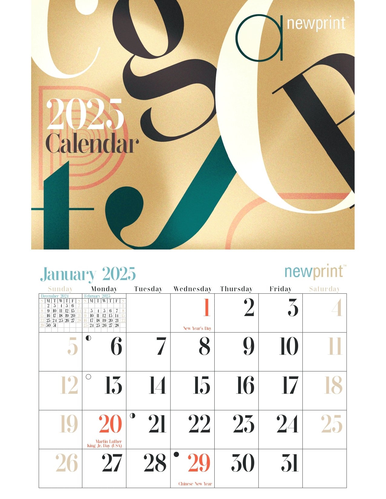 Download 2025 Free Wall Calendar Template Typography Inspired 