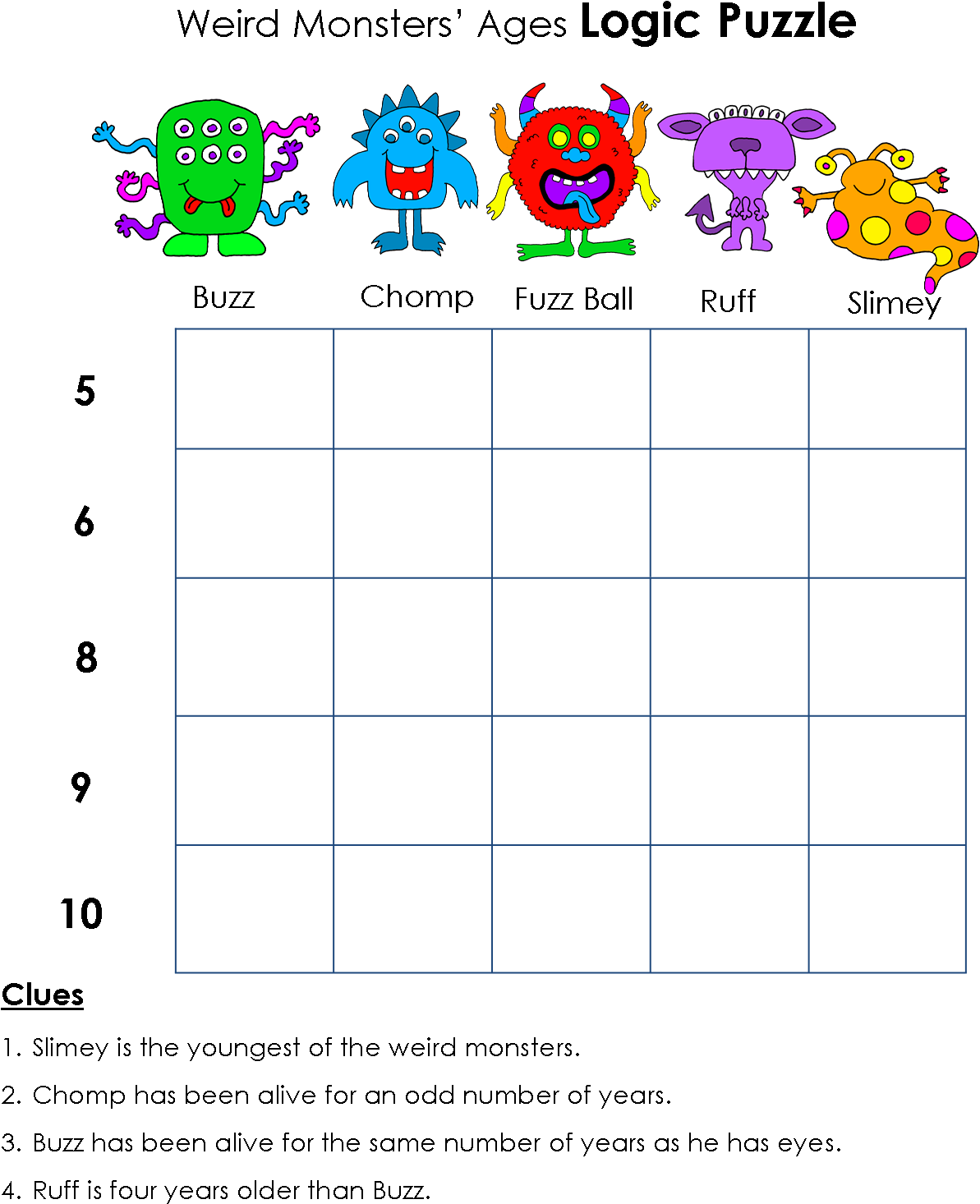 Logic Puzzles Printable For Kids