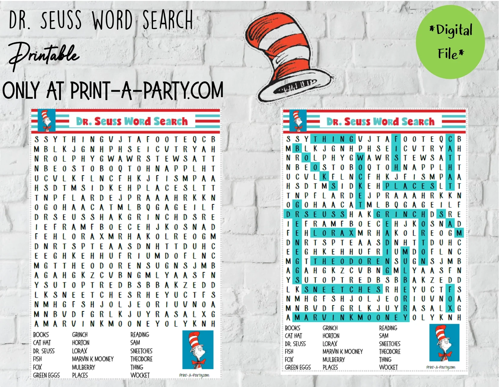 Dr Seuss Word Search For Classrooms Teachers Homeschool 