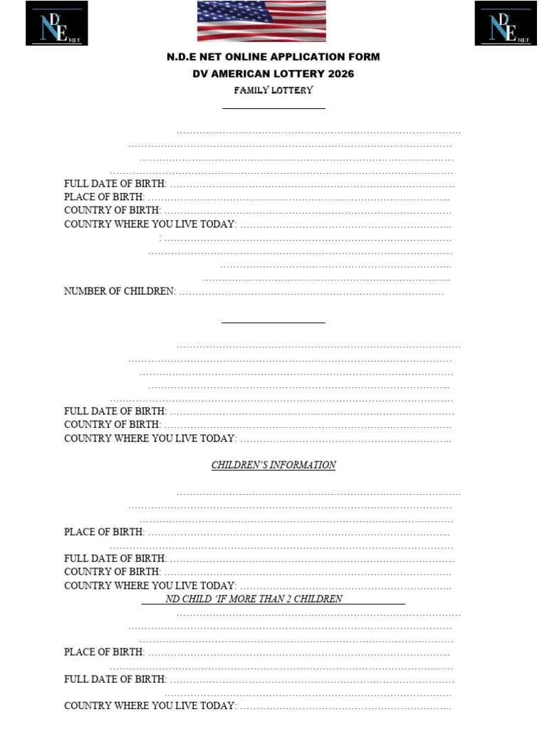 dv lottery 2026 application form pdf games amp activities