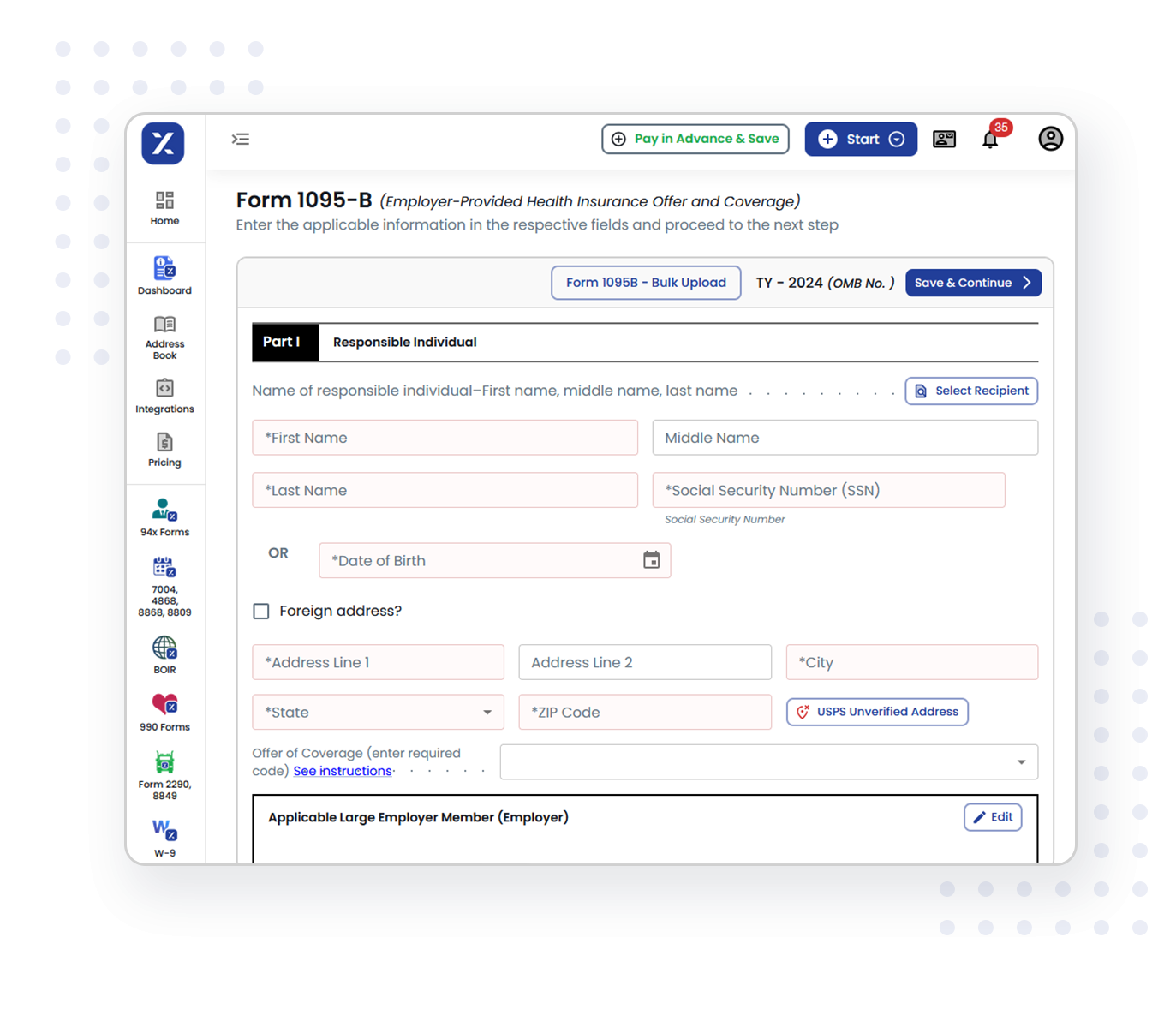 E File Form 1095 B amp 1094 B For Your Business TaxZerone 