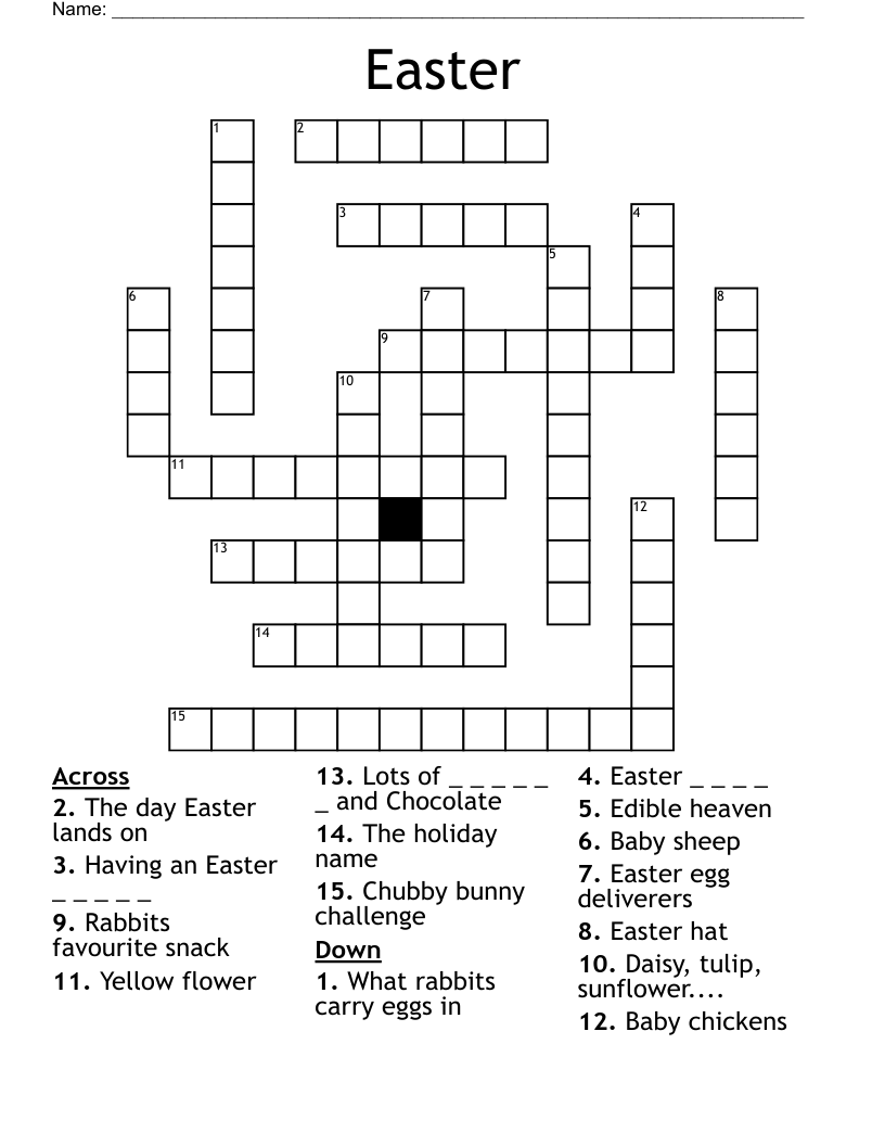 Easter Crossword Puzzle Free Printable