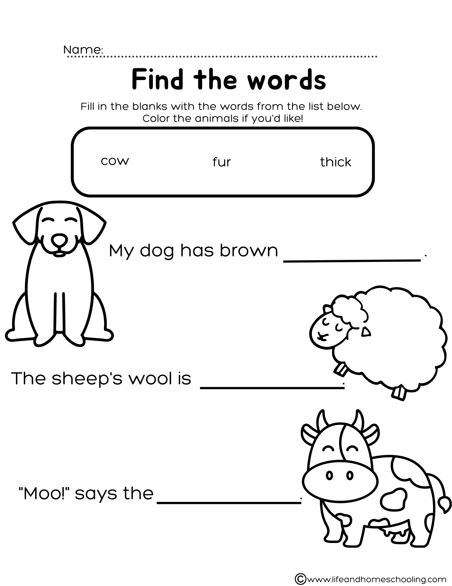Simple Fill In The Blanks Worksheets